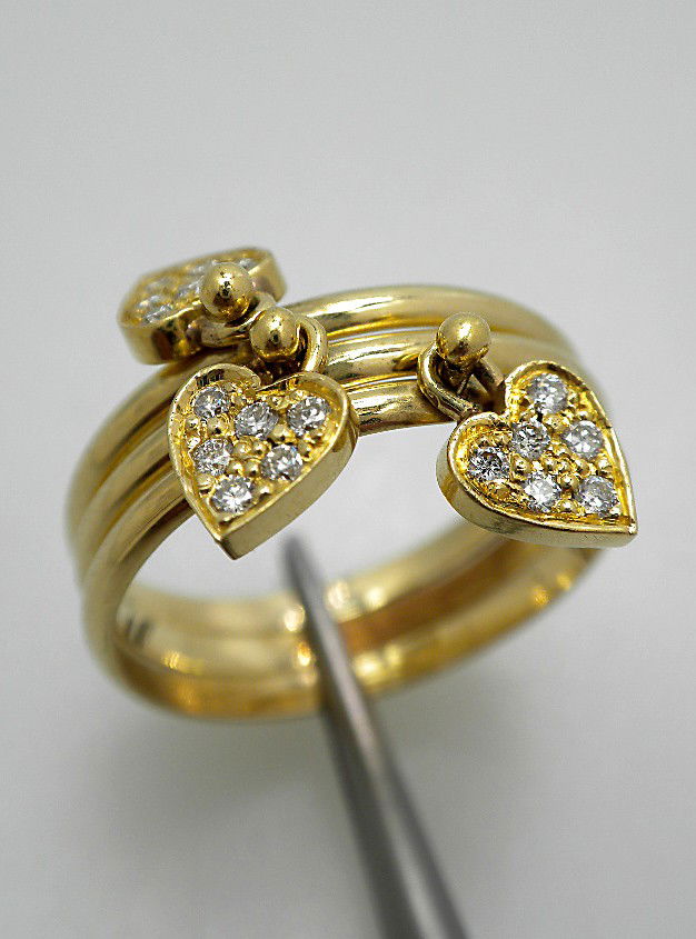 14KT Yellow Gold Stackable Diamond Rings A2367: 14KT Yellow Gold Stackable Diamond Rings A2367. Good Condition! LP861OJ. Three electronically tested 14KT yellow gold ladies cast and assembled diamond stackable rings. Condition is good. Each stackab