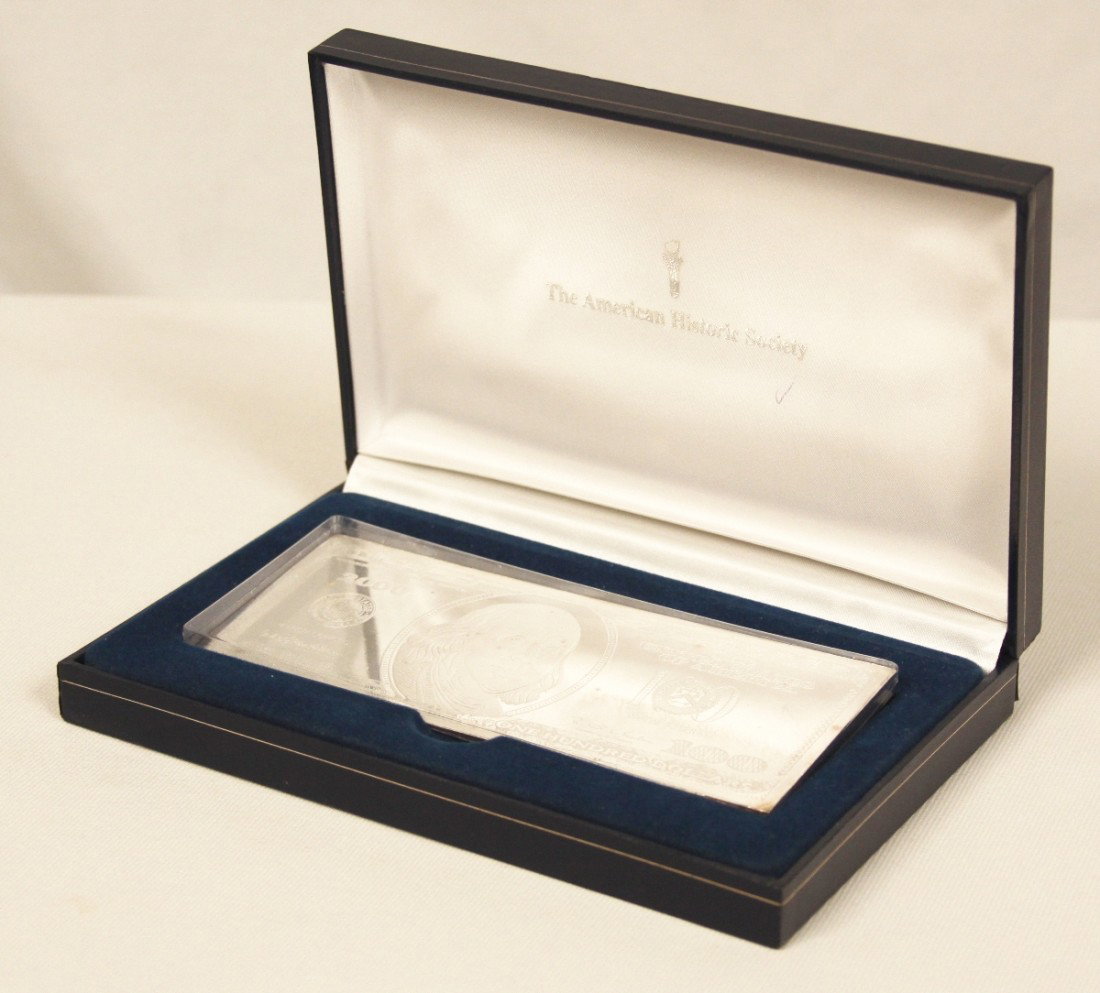 2000 Franklin $100 Silver Proof Bar-4 Troy Oz .999 Silv: "2000 Franklin $100 Silver Proof Bar-4 Troy Oz .999 Silver CS173. As-Is Condition! EA151RD. This 2000 series Ben Franklin $100 silver proof weighs a full 4 Troy ounces and contains 1920 grains of Silv