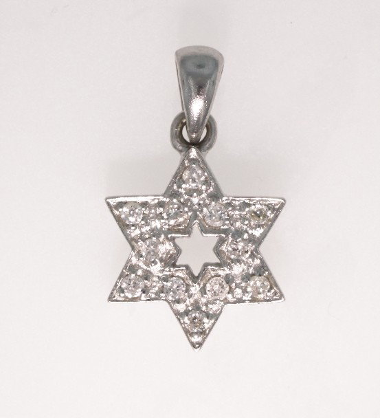 14KT White Gold .25ct Diamond Star of David Pendant GD2: "14KT White Gold .25ct Diamond Star of David Pendant GD212. Great Condition! WA16NE. One 14KT white gold diamond Star of David pendant. Total weight of diamonds is 0.25cts. Total weight of pendant is 