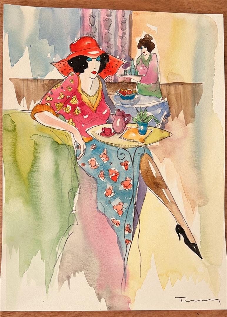 Itzchak Tarkay "Untitled Mini 20": Itzchak Tarkay "Untitled Mini 20" Hand Signed Mixed Media Watercolor on Paper Dimensions: 12 x 9 Inches