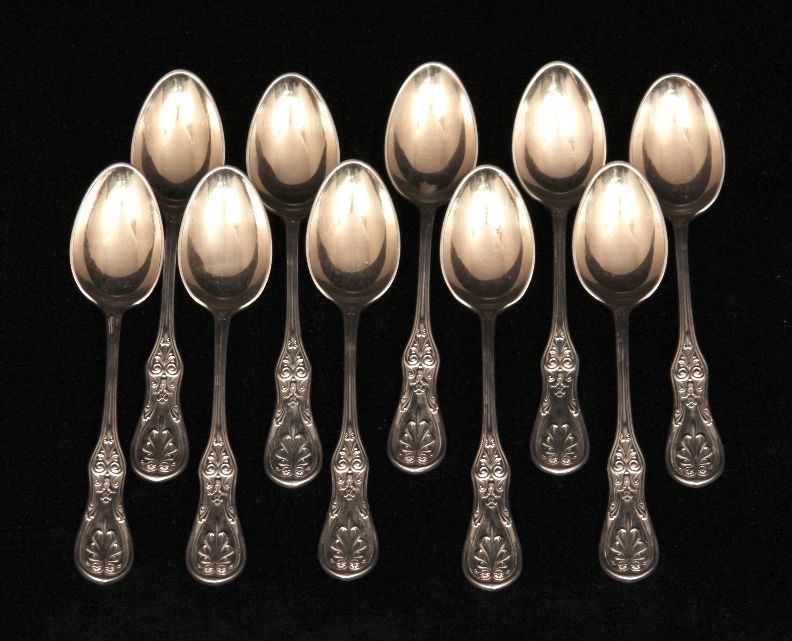 Antique Set of Tiffany Saratoga Spoons 1870 ED835: "Antique Set of Tiffany Saratoga Spoons 1870 ED835. Excellent Vintage Condition! NZ593WZ. This is a beautiful set of 10 matching sterling silver Demitasse Spoons made by Tiffany & Co. These SOLID STER