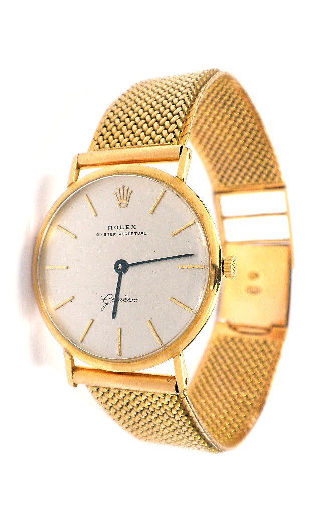 Vintage 18KT Gold Rolex Wristwatch A3108: "Vintage 18KT Gold Rolex Wristwatch A3108. Great Condition! AL7522ER. One gents, hand craft and machine milled Rolex dress wrist watch electronically tested 18KT yellow gold. Crystal: acrylic. Movemen