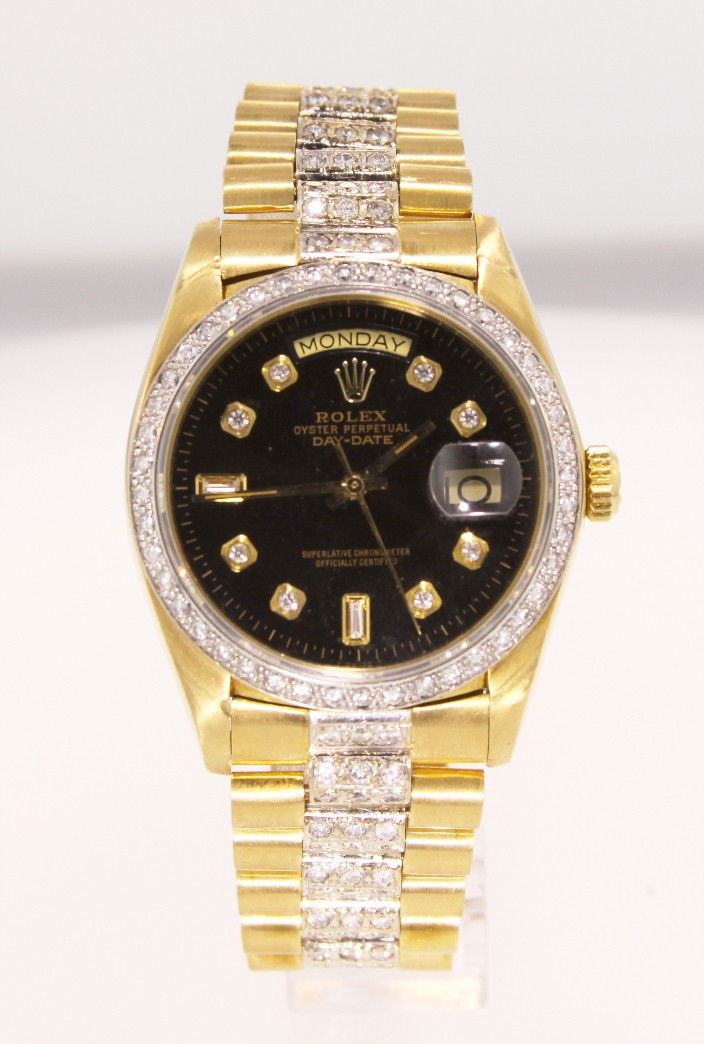 Gents Rolex Super President Style DayDate Watch A2780: "Gents Rolex Super President Style DayDate Watch A2780. Excellent Condition! PQ1529GI. One gents, hand crafted and machine milled Rolex DayDate Model wristwatch the President electronically tested 18K