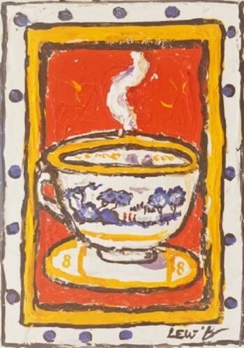 Leslie Lew "Red Dot Cup #5": Leslie Lew "Red Dot Cup #5" Original Sculpted Acrylic Monotype Dimensions: 7 x 5 Inches