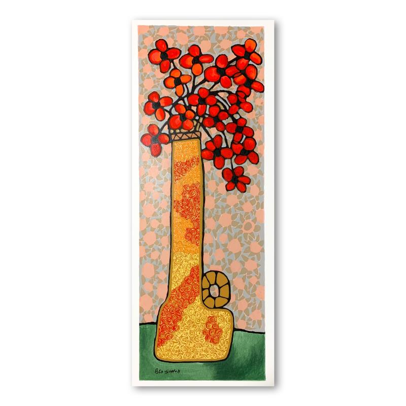 Red Flowers by Ben-Simhon, Avi: This is a limited edition serigraph on paper by Ben Simhon. It is numbered and hand signed and includes a letter of authenticity. Measures approximately 41" x 14" (image).
