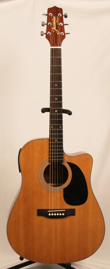 New Takamine Jasmine Acoustic/Electric Cutaway Guitar G: "New Takamine Jasmine Acoustic/Electric Cutaway Guitar GUI17. PN602IA. New Condition! New Takamine Jasmine Acoustic/Electric Cutaway Guitar with Rosewood fretboard and Lacewood sides/back (stand not i