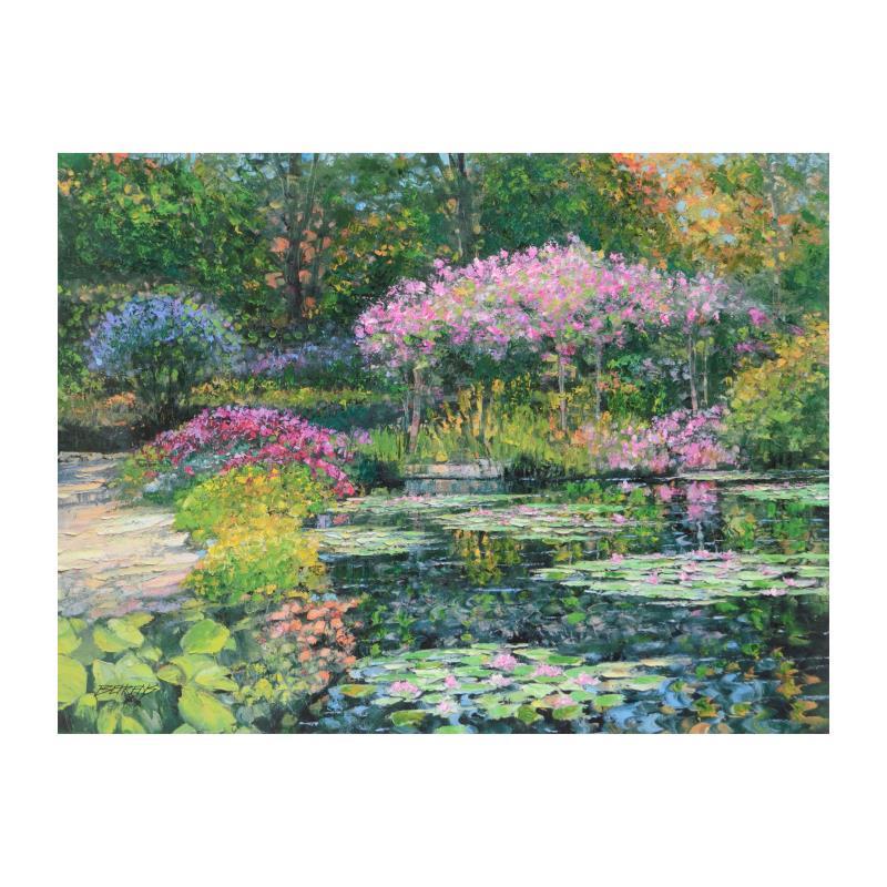 Giverny Lily Pond by Behrens (1933-2014): "Giverny Lily Pond" is a limited edition giclee on canvas by Howard Behrens (1933-2014), numbered and bearing the authorized signature of the artist. This piece is from Behrens' Legacy Edition. Includ