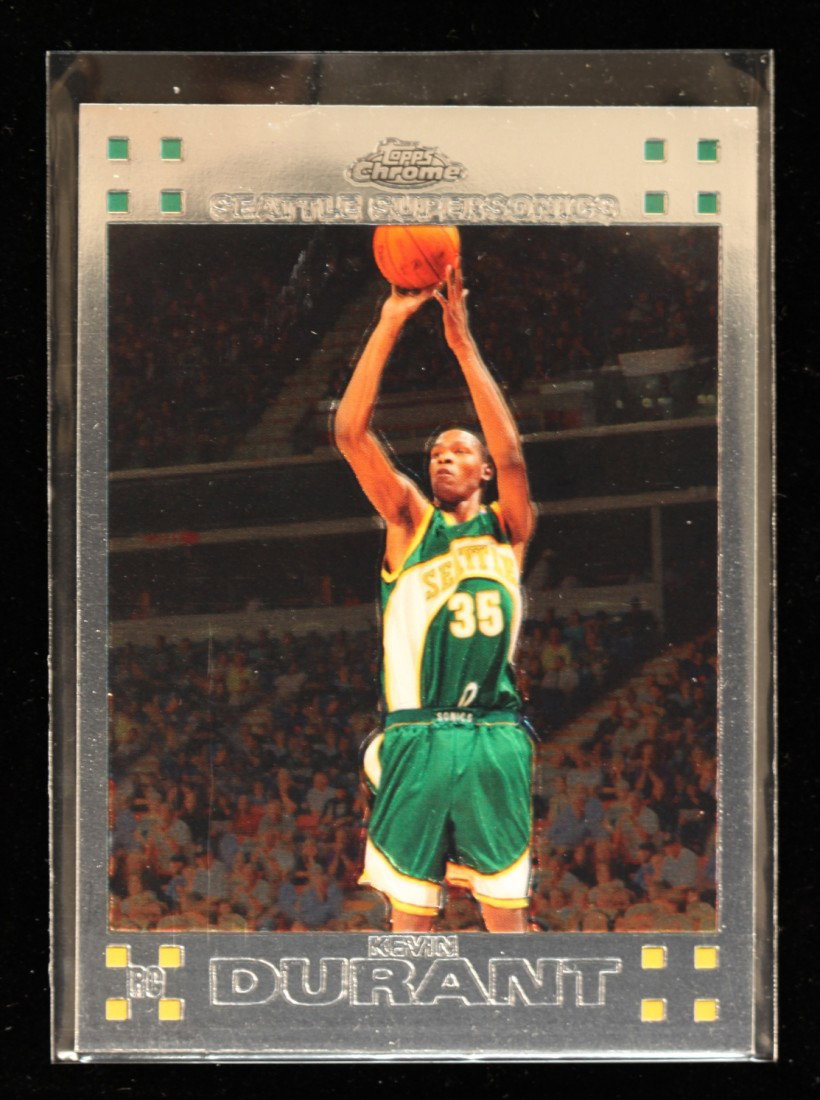 2007 Topps Chrome Kevin Durant Rookie Card C236: "2007 Topps Chrome Kevin Durant Rookie Card C236. As-Is Condition! LM61VT. One 2007 Topps Chrome Kevin Durant Rookie Card #131. Team: Seattle Supersonics. Thank you for viewing this lot. We are always