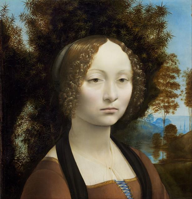 Leonardo Da Vinci - Ginevra de Benci: Artist: Leonardo Da Vinci - Title: Ginevra de Benci - Medium: Fine Art Reproduction Giclee on Canvas - Image Size: Approximately 20 inches x 19.25 inches - Unframed on Unstretched Canvas - Biography: