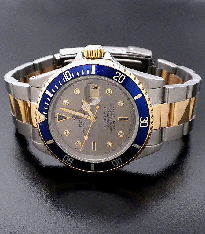 Gents Rolex Two-Tone Submariner Wristwatch A3267: "Gents Rolex Two-Tone Submariner Wristwatch A3267. Great Condition! EX1074MY. One gents, hand crafted and machine milled Rolex two tone Submariner wristwatch electronically tested stainless steel and