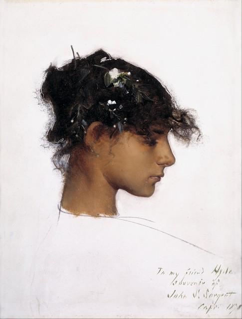 Sargent - Rosina Ferrara: Artist: John Singer Sargent - Title: Rosina Ferrara - Medium: Fine Art Giclee on Canvas - Image Size: Approximately 20 inches x 15 inches - Framed: Unframed on Unstretched Canvas - Sargent's broad, sl