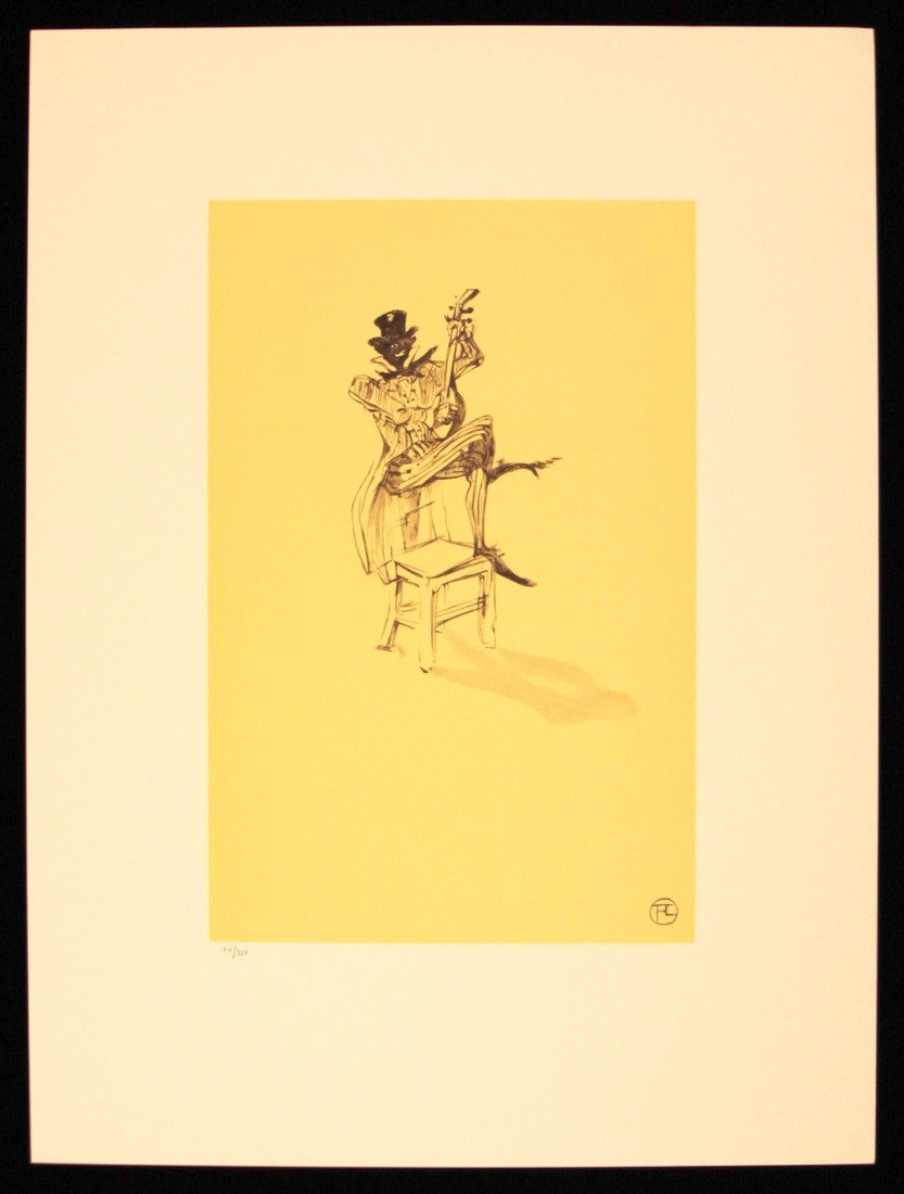 Toulouse-Lautrec "Negre Jouant du Banjo" Ltd Ed Litho A: "Toulouse-Lautrec "Negre Jouant du Banjo" Ltd Ed Litho AP383. Excellent Condition! JM13MM. Rare Limited Edition Crayon Drawn Lithograph of Toulouse-Lautrec's "Negre Jouant du Banjo", one of 39 drawing
