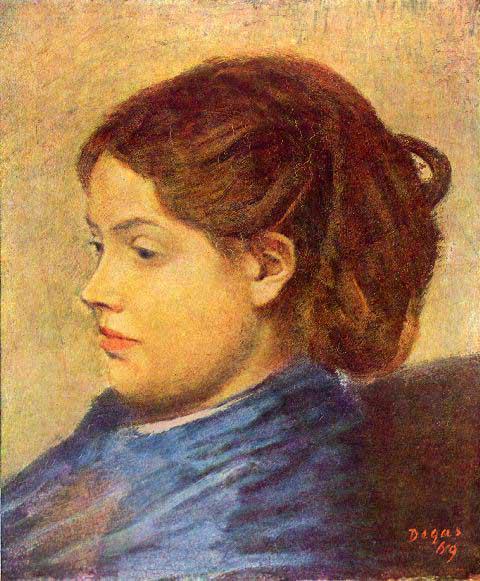 Edgar Degas - Portrait Of Mademoiselle Dobigny: Artist: Degas - Title: Portrait Of Mademoiselle Dobigny - Medium: Fine Art Reproduction Giclee on Archival Canvas - Image Size: Approximately 20 inches x 16.5 inches - Framed: Unframed on Unstretched 