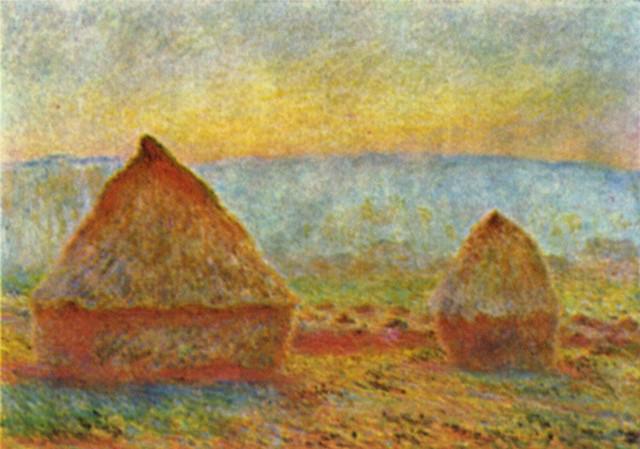 Claude Monet - Haystack [1]: Artist: Claude Monet - Title: Haystack [1] - Medium: Fine Art Reproduction Giclee on Canvas - Image Size: Approximately 22.5 inches x 32 inches - Unframed on Unstretched Canvas - Biography: Claude Mon