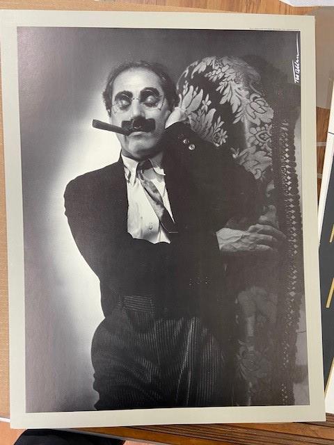 Groucho Marx by Ted Allen: A B & W lithograph from Ted Allen's orig negative Hand- signed by Hollywood Studio photographer Ted Allen 23 x 18"