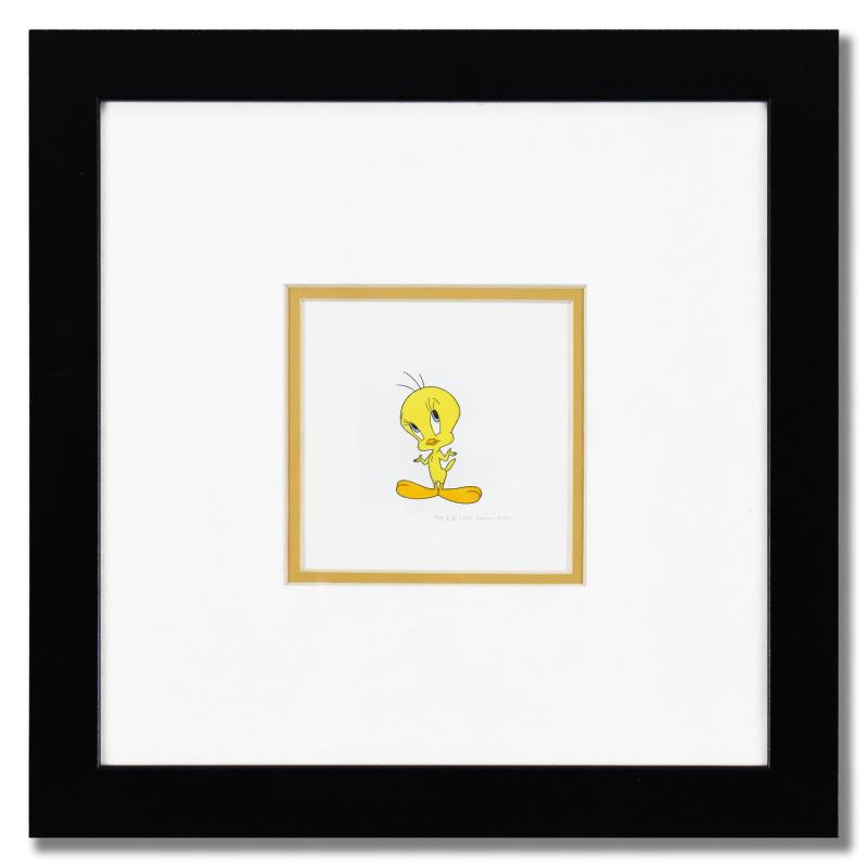 Tweety Bird by Looney Tunes: "Tweety Bird" is a limited edition etching on paper with hand-tinted coloring from Warner Bros, numbered and dated 1999. This piece comes framed. Measures approximately 14" x 14" (with frame), 2.5" x 