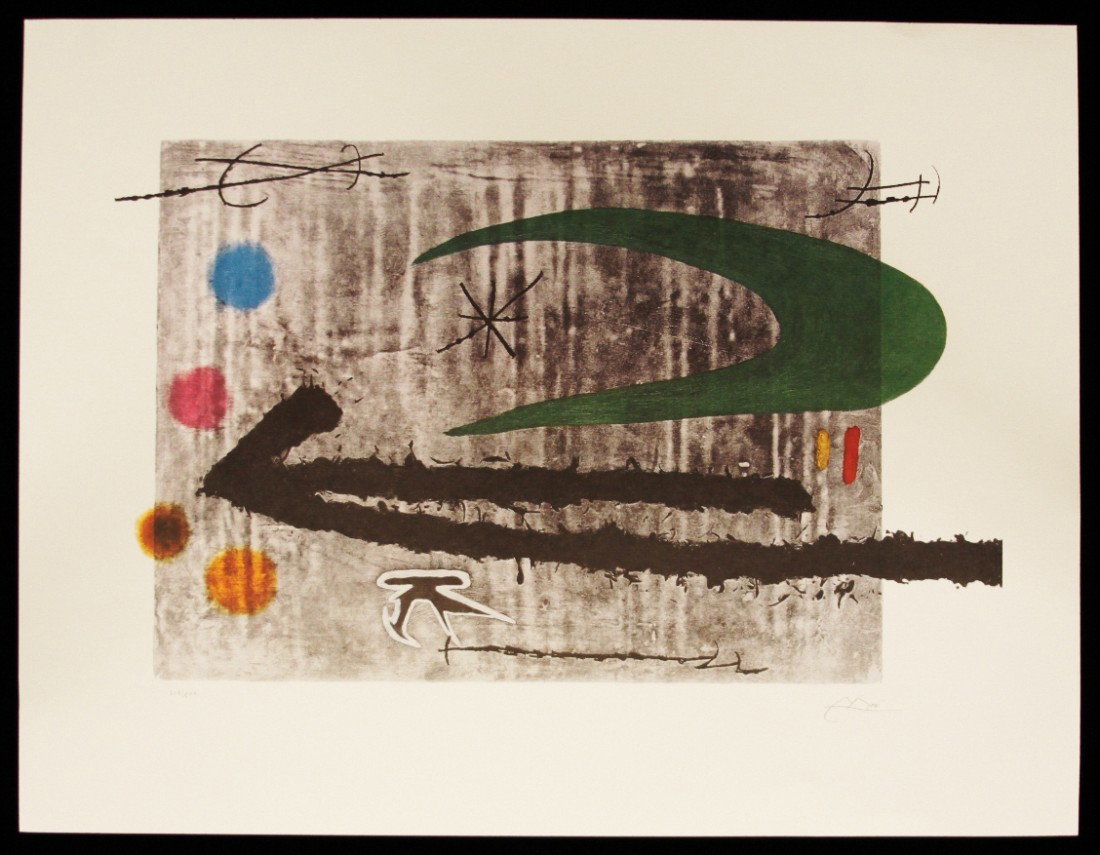 Joan Miro "Toward the Left" Fine Art Print AP498: "Joan Miro "Toward the Left" Fine Art Print AP498. Excellent Condition! XW61HD. One fine art print of "Toward the Left" by Joan Miro. Limited edition hand numbered print of 500 with Certificate of Aut