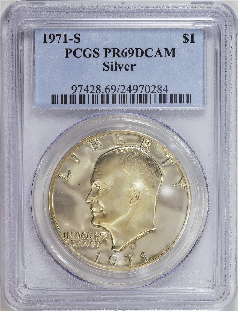 1971-S Eisenhower Dollar Coin PCGS PR69DCAM: One 1971-S Eisenhower Dollar Coin PCGS PR69DCAM.