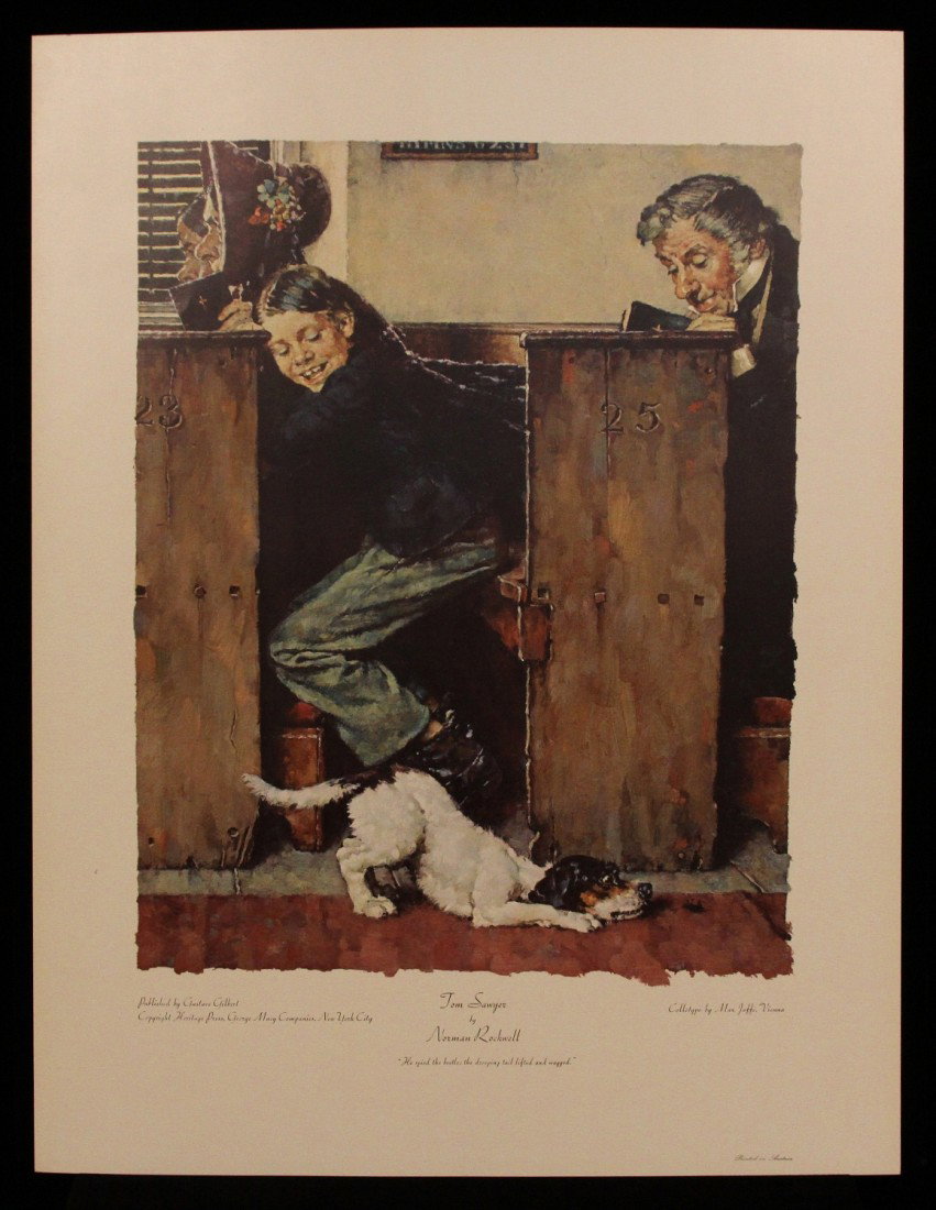 Norman Rockwell "Tom Sawyer - He Spied The Beetle" Fine: Norman Rockwell Tom Sawyer - He Spied The Beetle" Fine Art Print AP82. Excellent Condition! IK62IP. One fine art print of "Tom Sawyer - He Spied The Beetle" by Norman Rockwell. Limited edition print o