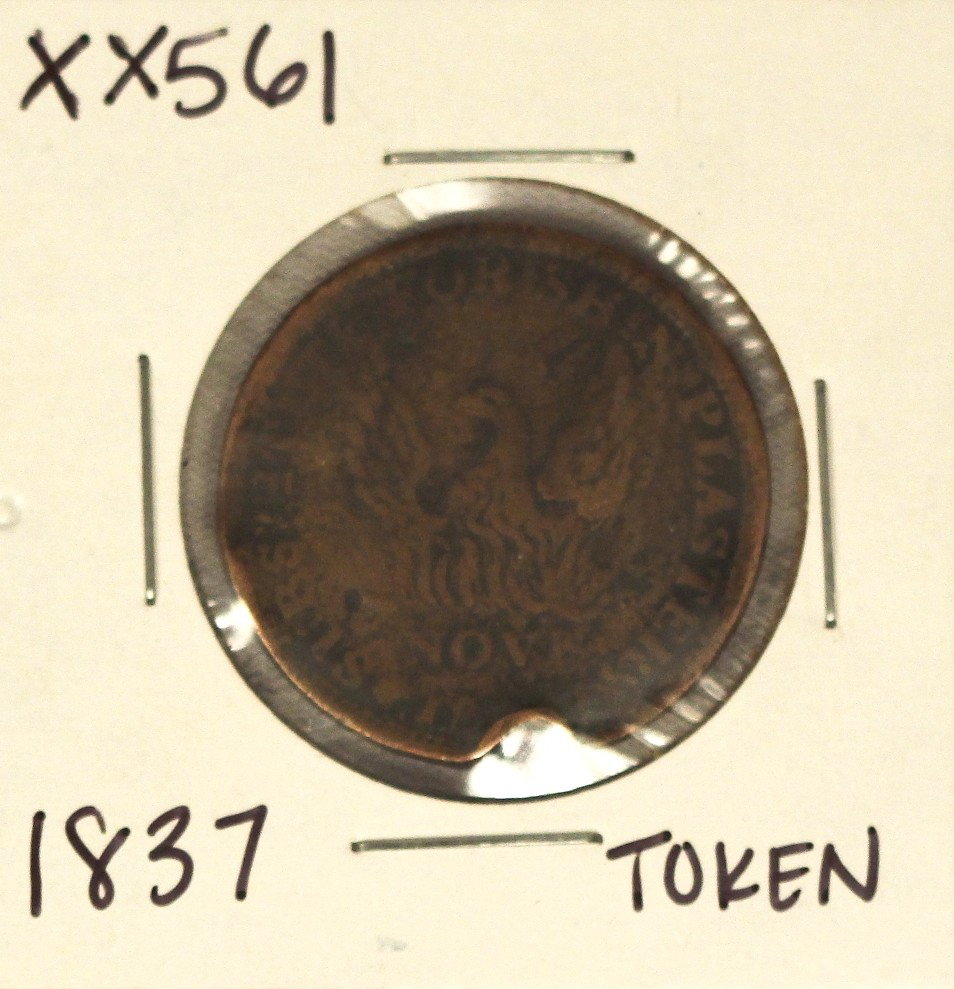 1837 Shin Plaster Hard Times Token XX561: 1837 Shin Plaster Hard Times Token XX561. As-Is Condition! HT83KE. 1837 Shin Plaster Hard Times Token. Thank you for viewing this lot! We are always adding new inventory and new auctions, so please ch