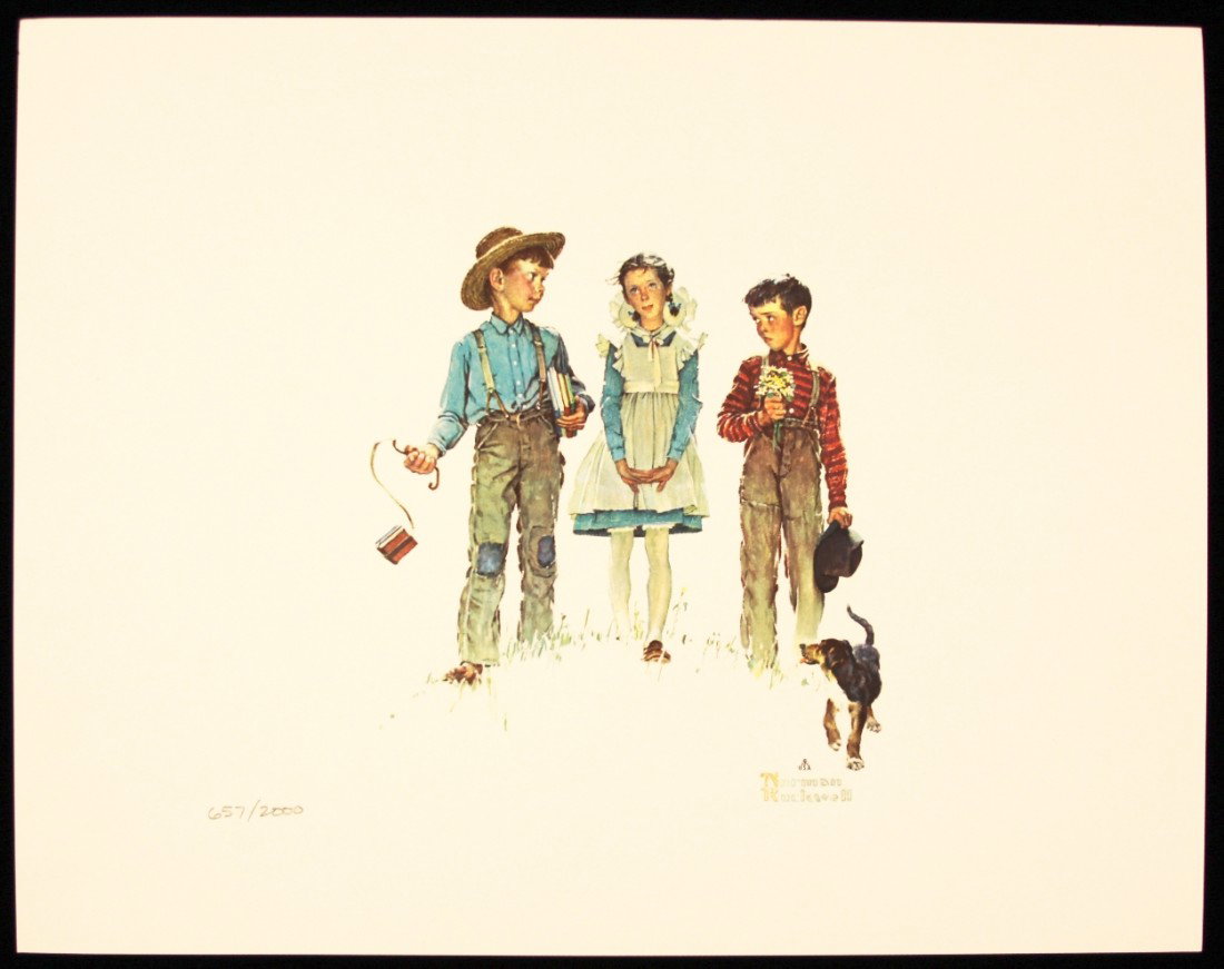 Norman Rockwell "Me and My Pal, Young Man's Fancy" Fine: Norman Rockwell Me and My Pal, Young Man's Fancy" Fine Art Print AP510. Excellent Condition! LV61AS. One fine art print of "Me and My Pal, Young Man's Fancy" by Norman Rockwell. Limited edition hand n