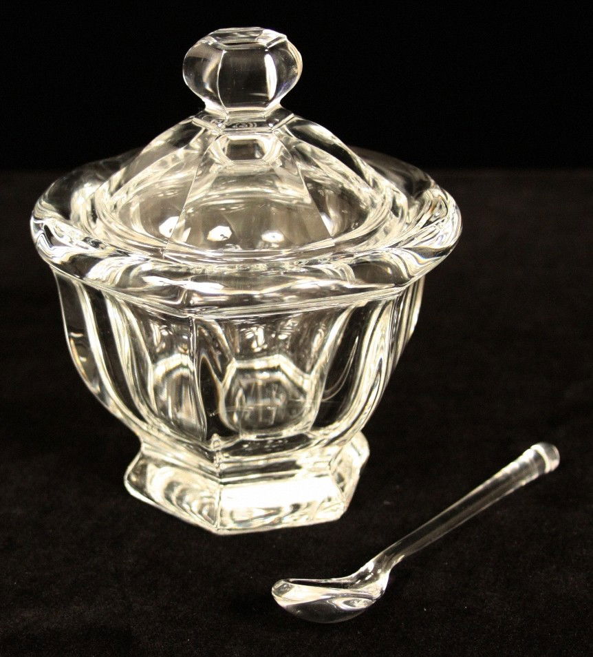 Baccarat Crystal Missouri Covered Jam Jar with Spoon WB