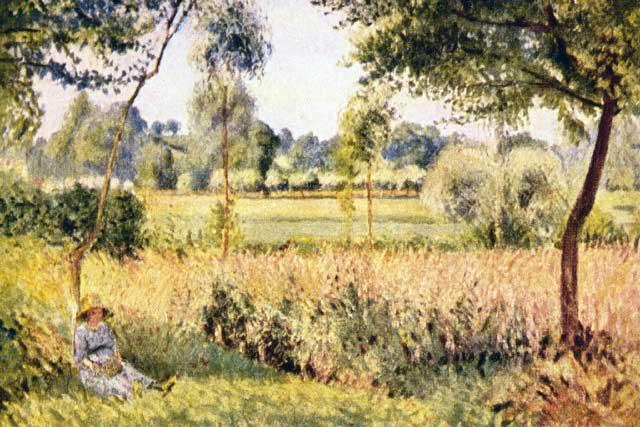 Camille Pissarro - Matin a Eragny: Artist : Camille Pissarro - Title: Matin a Eragny - Medium: Fine Art Reproduction Giclee on Canvas - Image Size: Approximately 13.25 inches x 20 inches - Unframed on Unstretched Canvas - Biography: Ca