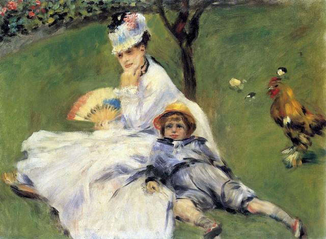 Renoir - Camille Monet And Her Son Jean In The Garden Of Argenteuil: Artist: Pierre-Auguste Renoir 1841-1919 - Title: Camille Monet And Her Son Jean In The Garden Of Argenteuil - Medium: Fine Art Reproduction Giclee on Canvas - Image Size: Approximately 14.5 inches x 2