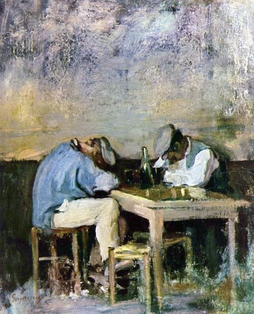 Nicolae Grigorescu - Two Drunks: Artist: Nicolae Grigorescu - Title: Two Drunks - Medium: Fine Art Reproduction Giclee on Canvas - Image Size: Approximately 20 inches x 16 inches - Unframed on Unstretched Canvas - Biography: Nicolae 