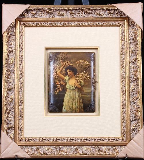 Cherry Blossoms Victorian Album Cover - Museum Frame ED: "Cherry Blossoms Victorian Album Cover - Museum Frame ED367. IU761BV. Cherry Blossoms Victoran Album Cover in a Museum Frame. This lots dimensions are 24x27inches.. Thank you for viewing this lot. We 