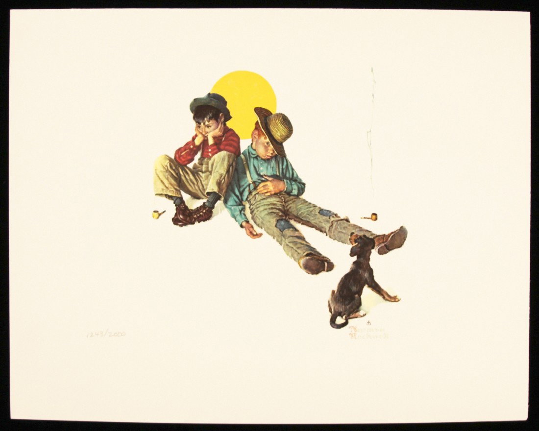 Norman Rockwell "Disastrous Daring" Fine Art Pring AP53: "Norman Rockwell "Disastrous Daring" Fine Art Pring AP531. Excellent Condition! BR12AH. One fine art print of "Disastrous Daring", a part of the "Me and My Pal Suite" by Norman Rockwell. Limited editi