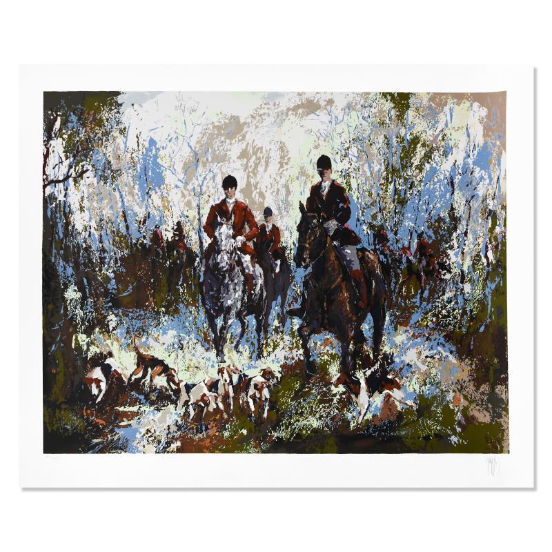Morning Hunt by Mark King (1931-2014): "Morning Hunt" is a limited edition serigraph on paper by Mark King (1931-2014), numbered and hand signed by the artist. Includes Letter of Authenticity. Measures approx. 44.5" x 36" (border), 40" x 3