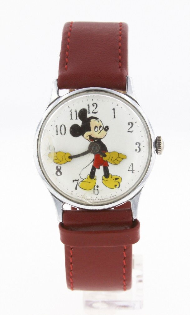 Mickey Mouse Watch GD374: "Mickey Mouse Watch GD374. Fine Condition! MS11TG. Mickey Mouse Watch. Slight wear on crystal. Thank you for viewing this lot! We are always adding new inventory and new auctions, so please check back