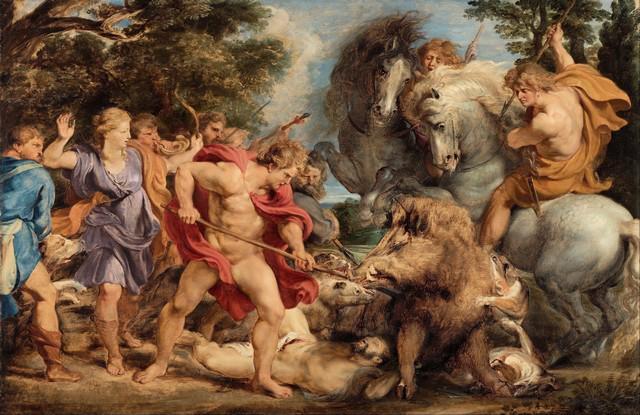 Sir Peter Paul Rubens - The Calydonian Boar Hunt: Artist: Sir Peter Paul Rubens - Title: The Calydonian Boar Hunt - Medium: Fine Art Reproduction Giclee on Canvas - Image Size: Approximately 20.75 inches x 32 inches - Unframed on Unstretched Canvas -