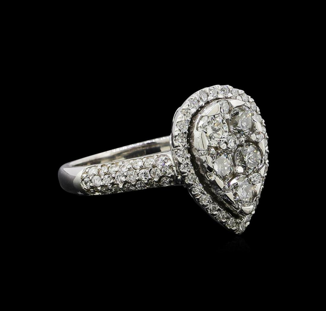 14KT White Gold 1.13 ctw Diamond Ring: One electronically tested 14KT white gold ladies cast diamond ring with a bright polish finish. Identified with markings of "K14". Condition is new. Containing: Seventy-Eight prong set round brilliant