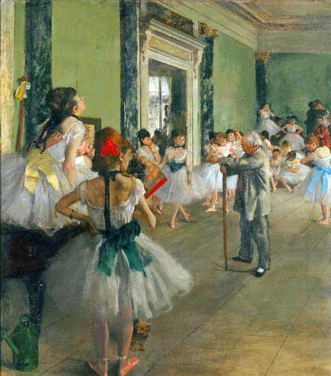 Edgar Degas - Ballet Class: Artist: Degas - Title: Ballet Class - Medium: Fine Art Reproduction Giclee on Archival Canvas - Image Size: Approximately 32 inches x 28.25 inches - Framed: Unframed on Unstretched Canvas - Edgar Dega