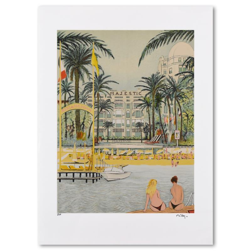 Majestic Hotel by Dilley, Ramon: "Majestic Hotel" is a limited edition serigraph on paper by Ramon Dilley, numbered and hand signed by the artist. Includes Letter of Authenticity. Measures approx. 22" x 30" (border), 17" x 23" (image