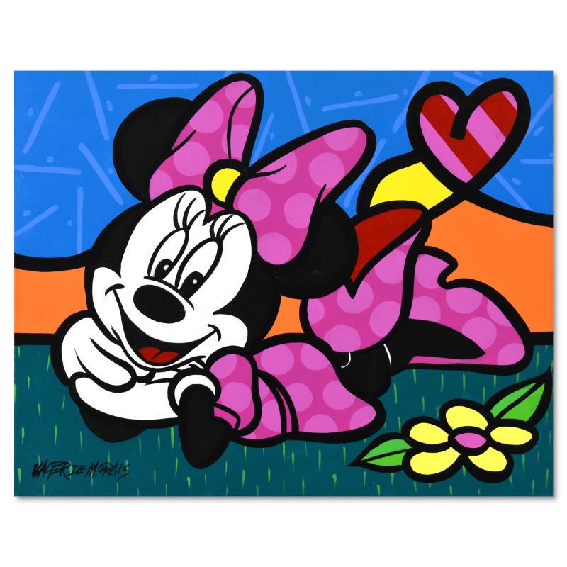 Minnie Mouse by Morais Original: "Minnie Mouse" is an original acrylic painting on stretched canvas by Valter Morais, hand signed by the artist. Includes Letter of Authenticity. Measures approx. 20" x 16" (image).