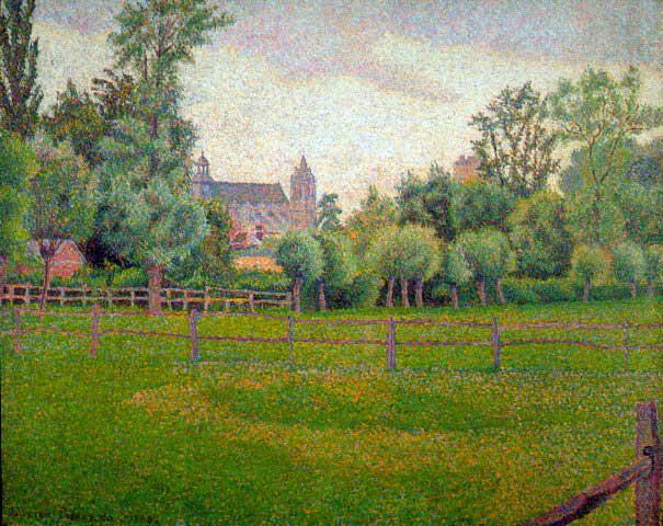 Camille Pissarro - Church at Gisors: Artist : Camille Pissarro - Title: Church at Gisors - Medium: Fine Art Reproduction Giclee on Canvas - Image Size: Approximately 15.75 inches x 20 inches - Unframed on Unstretched Canvas - Biography: 