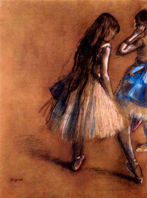 Edgar Degas - Two Dancers #1: Artist: Degas - Title: Two Dancers #1 - Medium: Fine Art Reproduction Giclee on Archival Canvas - Image Size: Approximately 20 inches x 15 inches - Framed: Unframed on Unstretched Canvas - Edgar Degas