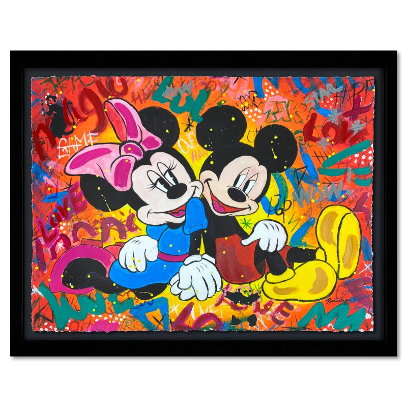 Love by Rovenskaya Original: "Love" is a one-of-a-kind mixed media on deckle edge paper by Nastya Rovenskaya, Hand signed by the artist. This piece comes floating in a custom frame. Includes Letter of Authenticity. Measures appro