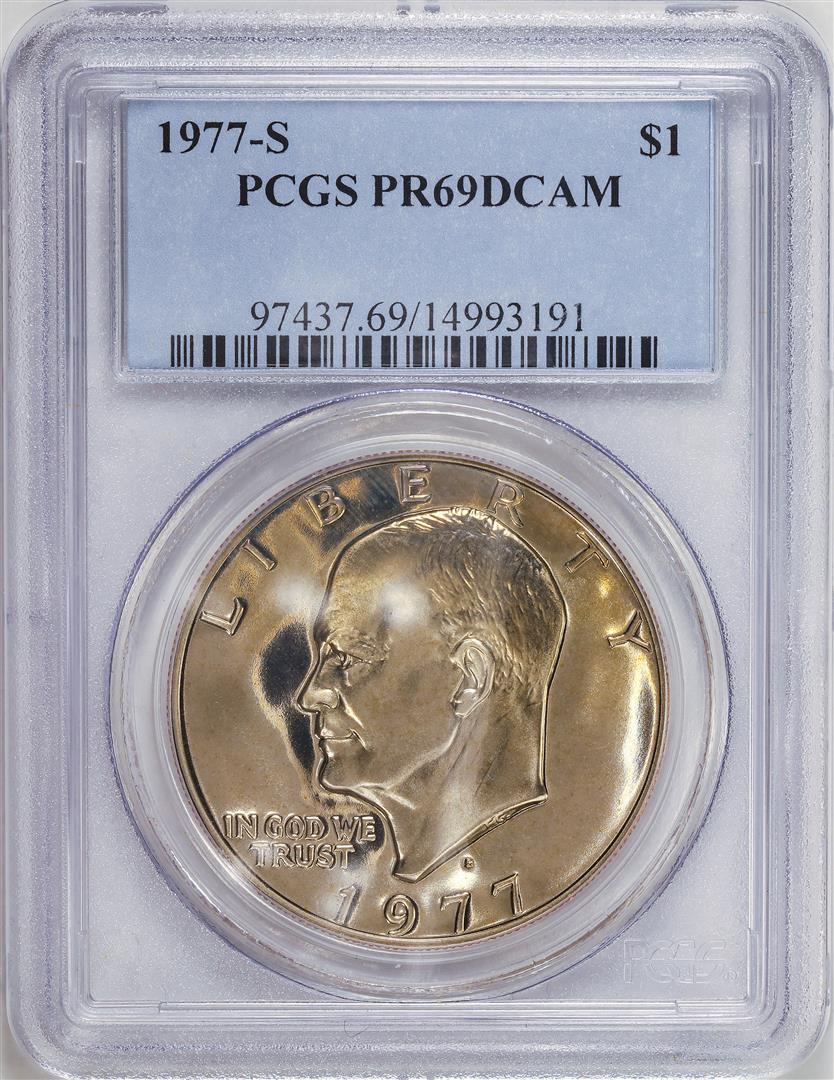 1977-S Eisenhower Dollar Coin PCGS PR69DCAM: One 1977-S Eisenhower Dollar Coin PCGS PR69DCAM.