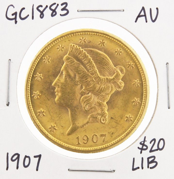 1907 $20 AU Liberty Head Double Eagle Gold Coin GC1883: "1907 $20 AU Liberty Head Double Eagle Gold Coin GC1883. As-Is Condition! NG6881AW. 1907 $20 AU Liberty Head Double Eagle Gold Coin. Thank you for viewing this lot! We are always adding new inventory