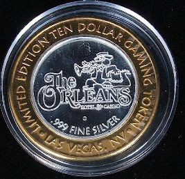 Limited Edition $10 Gaming Token from The Orleans Hotel: Limited Edition $10 Gaming Token from The Orleans Hotel & Casino Aligator with Drink & Hat Las Vegas, Nevada GT36. This Gaming Token is listed in AS-IS condition. PT01YH Limited Edition $10 Gaming Tok