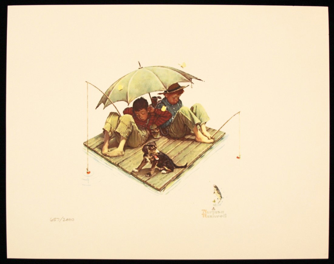 Norman Rockwell "Me and My Pal, Fisherman's Paradise" F: "Norman Rockwell "Me and My Pal, Fisherman's Paradise" Fine Art Print AP516. Excellent Condition! BY61QM. One fine art print of "Me and My Pal, Fisherman's Paradise" by Norman Rockwell. Limited editio