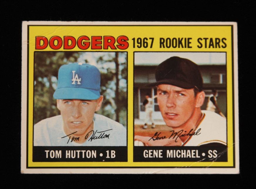 1967 Tom Hutton & Gene Michael Vintage Rookie Card C14: "1967 Tom Hutton & Gene Michael Vintage Rookie Card C142. As-Is Condition! IT8EW. Tom Hutton & Gene Michael 1967 Dodgers Vintage Rookie Stars Card. TOPPS #428. Thank you for viewing this lot. We are a