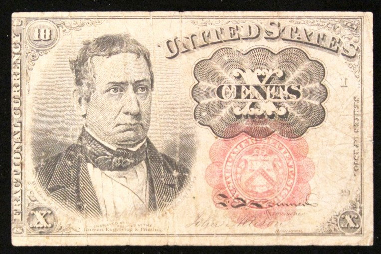 1874 10 Cent Fractional Currency Paper Note BD303: "1874 10 Cent Fractional Currency Paper Note BD303. As-Is Condition! MJ41TL. 1874 10 Cent Fractional Currency Paper Note. Thank you for viewing this lot. We are always adding new inventory and new auc