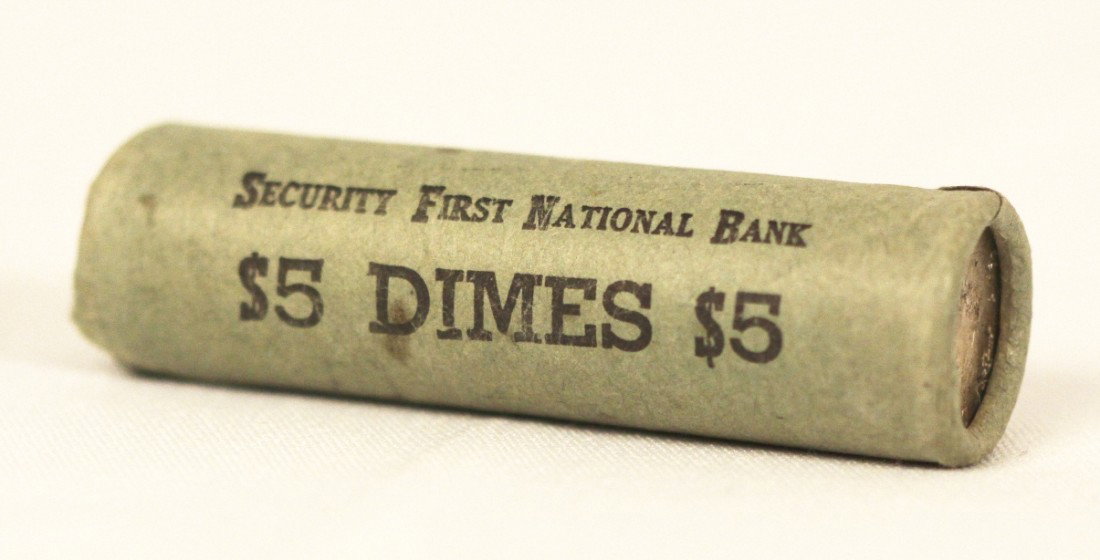 RARE 1960 Roosevelt Dimes BU Original Unopened Shotgun : "RARE 1960 Roosevelt Dime BU Original Unopened Shotgun Bank Roll BD262. As-Is Condition! EF181WH. RARE unopened original BU 1960 Roosevelt Dime bank roll. Thank you for viewing this lot. We are always