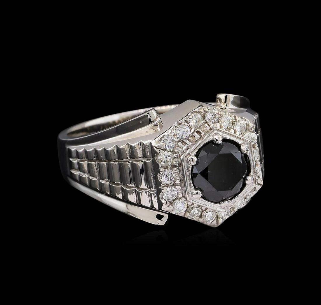 2.55 ctw Black Diamond Ring - 14KT White Gold: One ring featuring: 14KT gold weighing 11.30 grams containing one black diamond with a total weight of 2.10 ct and side diamonds with a total weight of 0.45ct.