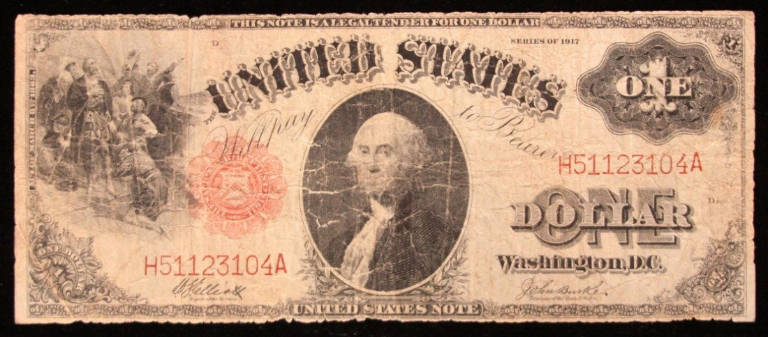 1917 LARGE $1 Bank Note Elliot/Burke PM2071: "1917 LARGE $1 Bank Note Elliot/Burke PM2071. As-Is Condition! KA15LE. 1917 LARGE $1 Bank Note Elliot/Burke. Thank you for viewing this lot. We are always adding new inventory and new auctions, so che
